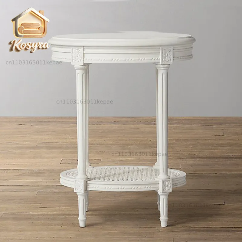 French Country Solid Wood Carving Flower Sofa Edge A Few American Simple Round Decoration Corner A Few Sales Department