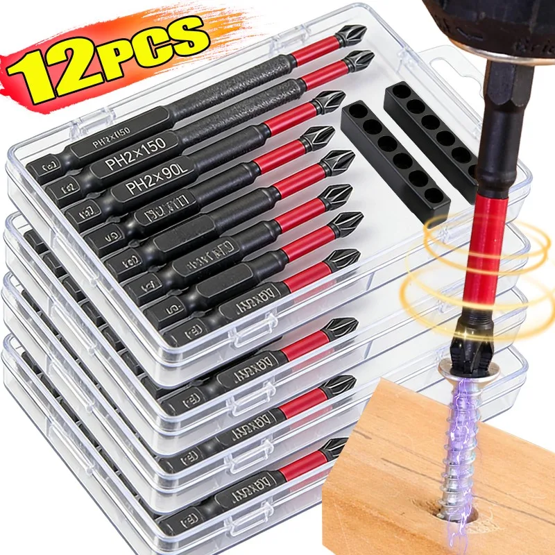 

25-150mm Magnetic Non-Slip Drill Bit S2 Alloy Crosshead Screwdriver Bits Furniture Repair Impact-Resistant Drill Power Tool Part