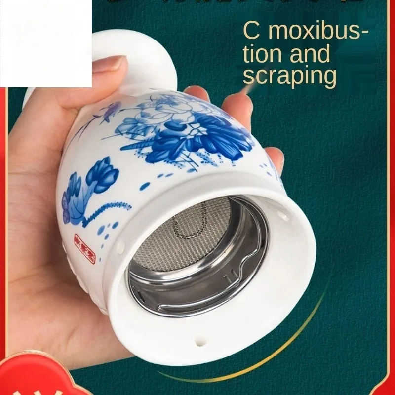 Ceramic Scraping Cup Moxibustion Moxibustion Box Carry-on Acupuncture Fumigation Device Beauty Salon Anti-Scald Tools