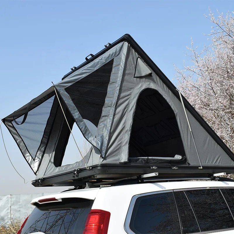 Camping Aluminum 4 Person Triangle Car Rooftop Tent Clamshell Hard Shell Roof Top Tent