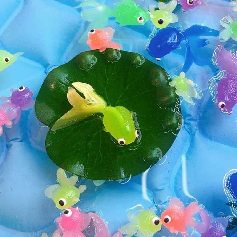 Kawaii Simulação De Borracha Goldfish Bebê Banho De Água Jogar Jogos, Brinquedos para Crianças, Crianças Presentes De Banho De Banho, 6Pcs por conjunto