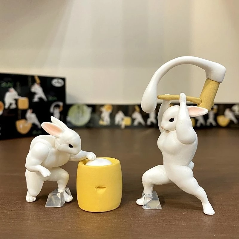 Cartoon Action Figure Gepureerde Rijstcake Spier Jade Konijn Karaktercollectie Ornamenten Decoratie Blind Box Speelgoed Kindergeschenken