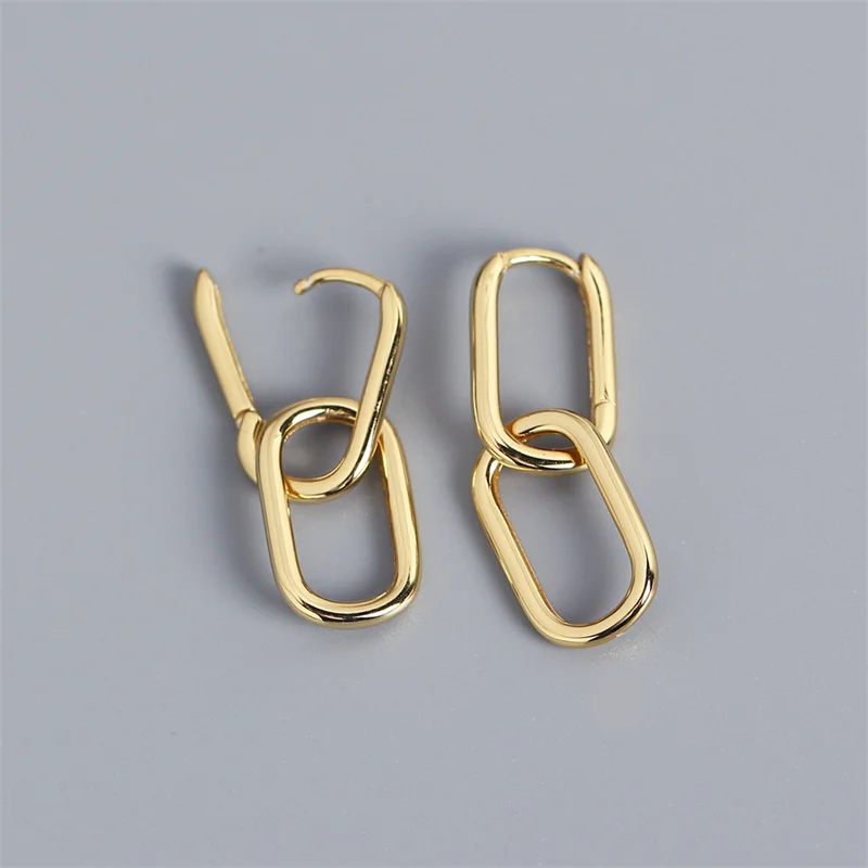 Vintage Gold Color Geometric O-shaped Two Oval Hoop Earrings for Women Female Simple Fashion Detachable Jewelry Gifts Wholesale