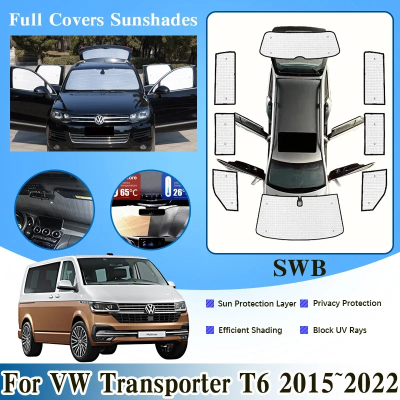 

Full Cover Sunshades For VW Volkswagen Transporter T6 2015 2016 2017~2022 SWB Windshield Windows Surround Visor Car Accessories