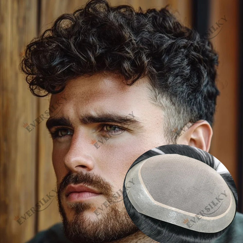 

Light Blond Brown European Human Hair MenToupee 20mm 25mm Curly Durable Fine Mono PU Afro 18mm Black Wig Hair Prosthesi Capillar