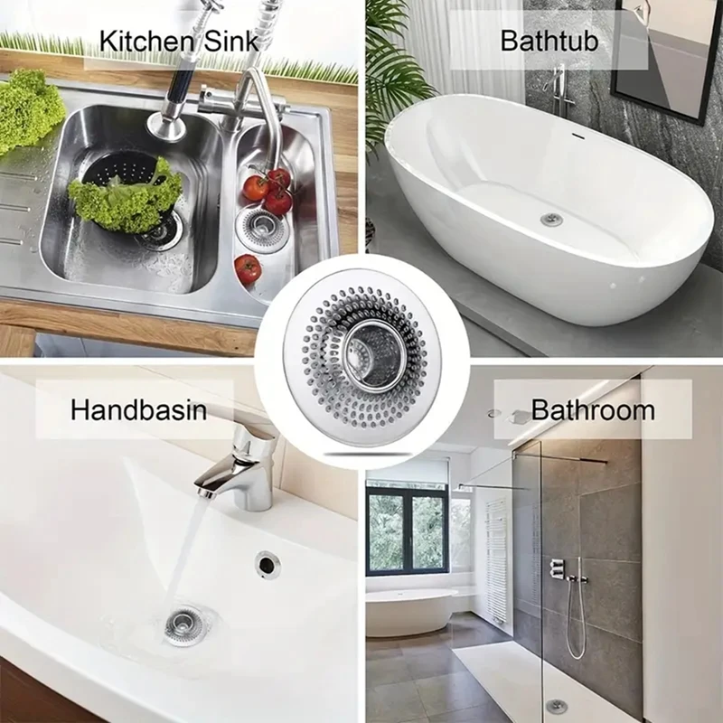 Bathtub Hair Strainer Durable Metal Shower Drain Hair Filter Bathroom Floor Drain