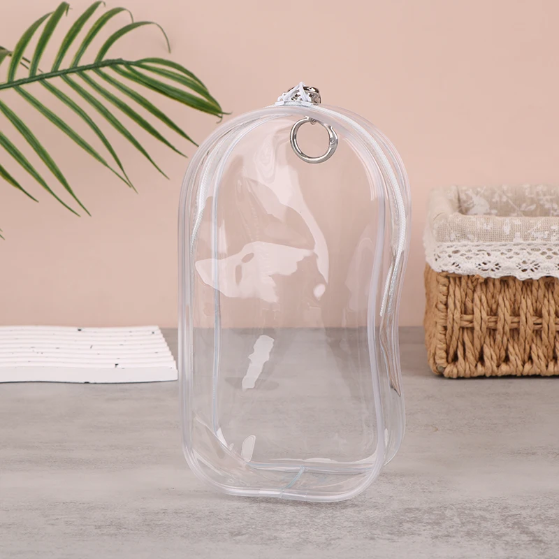 1pc PVC Transparent Oval Doll Storage Bag Outdoor Dustproof Bag Storage Case Organizer Box Toy Doll Bag Box Keychain 19*10CM