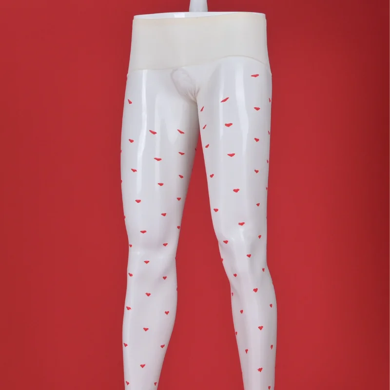 

Sexy Men Oil Shiny Sockings 360 Seamless Heart Printed Pantyhose Ultra Elastic U Convex Pouch Temptation Stockings Sheath Tights
