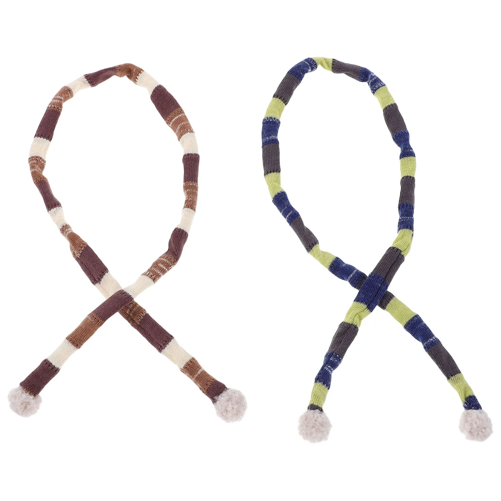 

2 Pcs Scarf Decoration Knitted Mini Winter Funny Scarves Dollhouse Supplies Cat