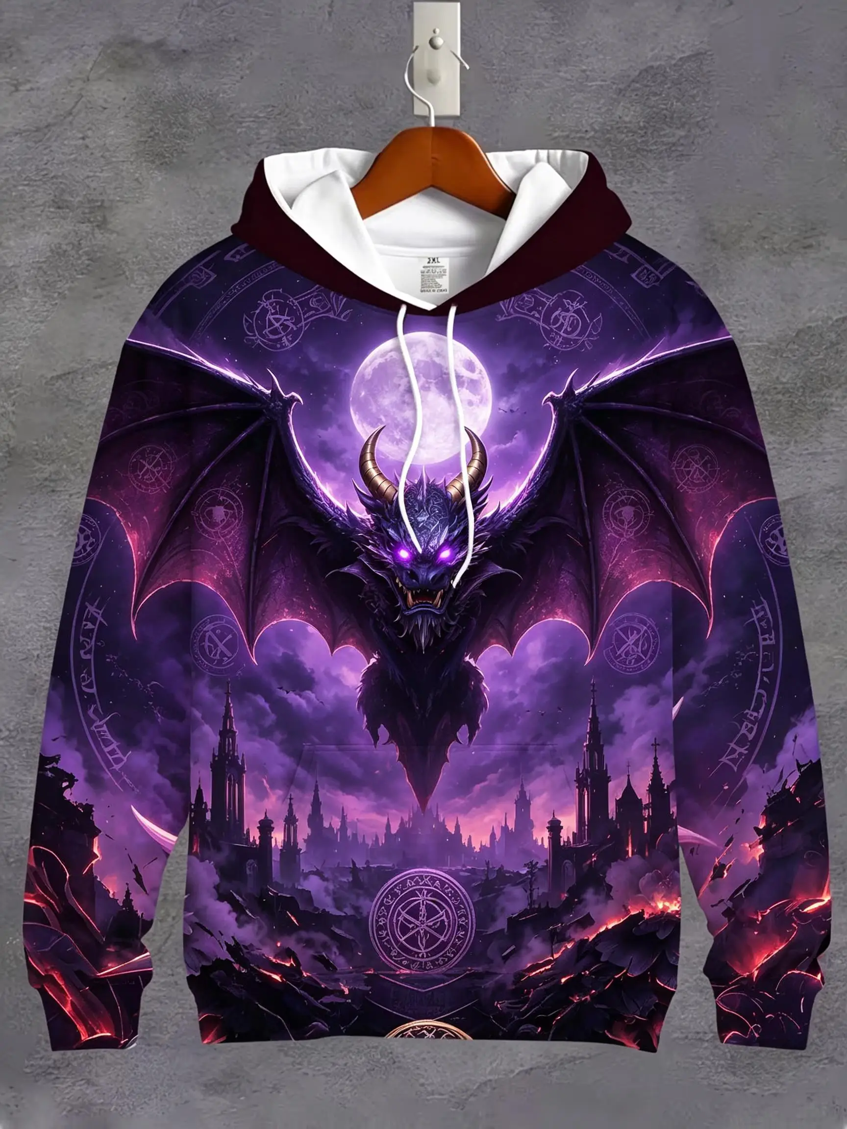 Men's Hoodie thin Autumn Winter Glowing Cyber Panther Galaxy Graphic Loose Drawstring Pocket Sweatshirt Clothes