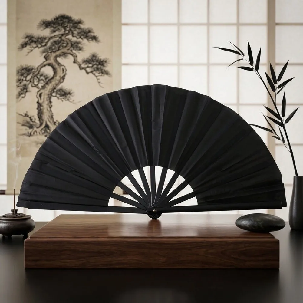 Elegant Black 8 Inch Plastic Fans for For martial Arts Dance Performances Celebrations and Creative Home Decor