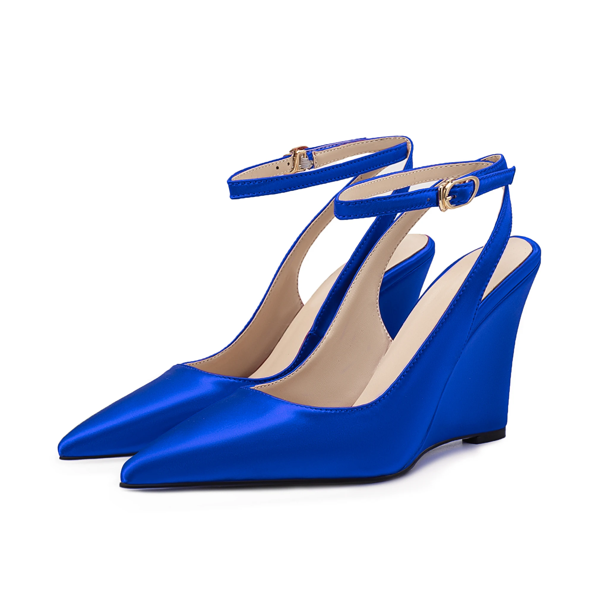 

Colorful Fairy Style Hollow Slope Heel High Heel Shoes for Women 2025 Summer New French Style Pointed Single Shoes 35-44