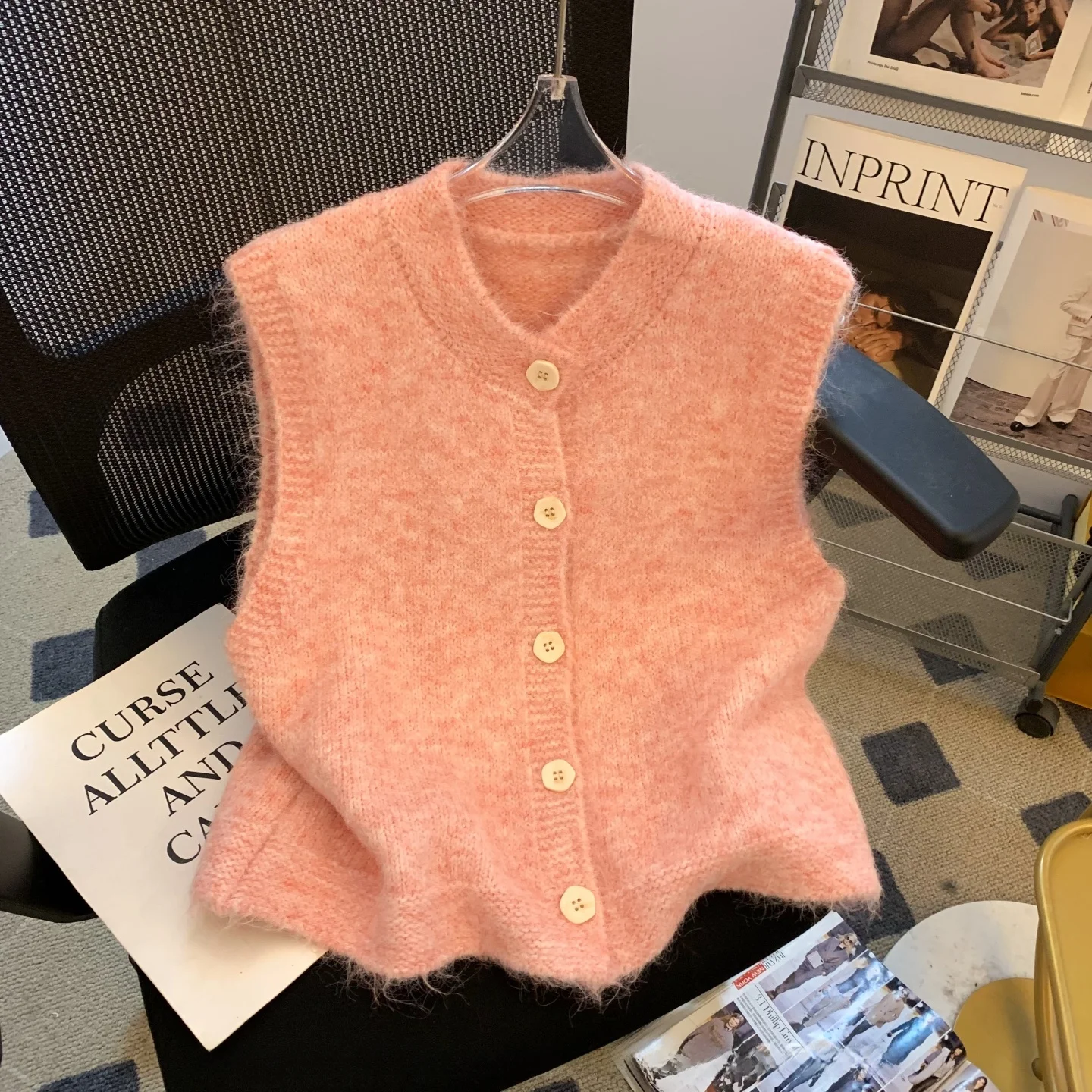 ay Camere Knitted Vest Women's Autumn Sle Casual Faion Soft Fabric ort Length Open Cardigan Girls Premium Feeling