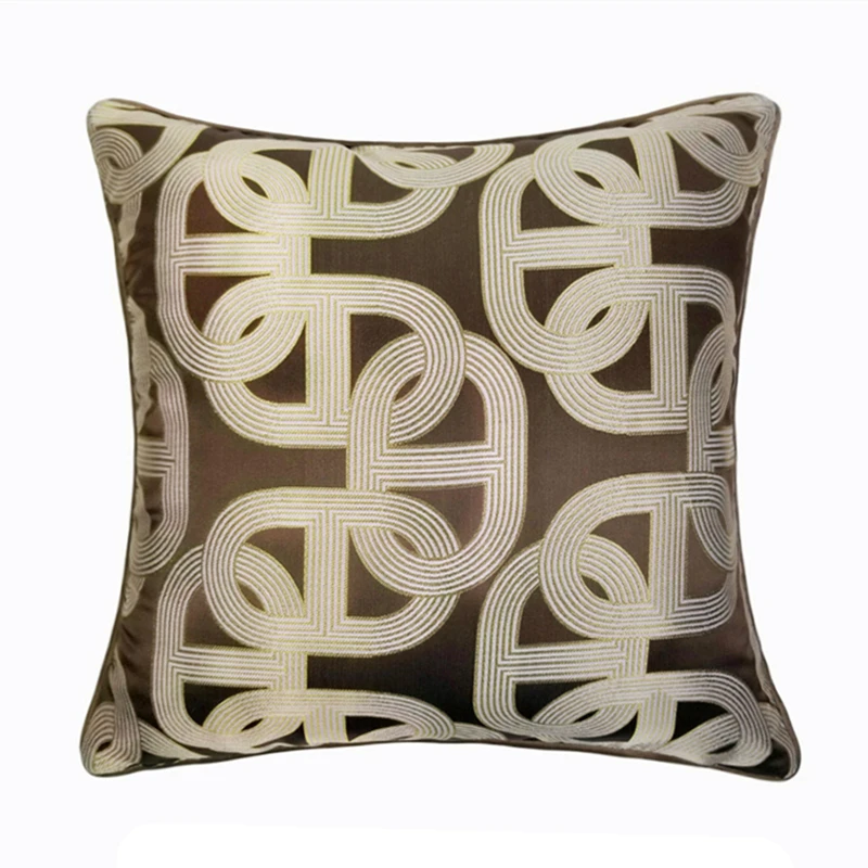 Fashion Modern Geometric Chain Brown Yellow Chain Sofa Chair Designer Home Cushion Cover Decorative Pillow Case 12x20