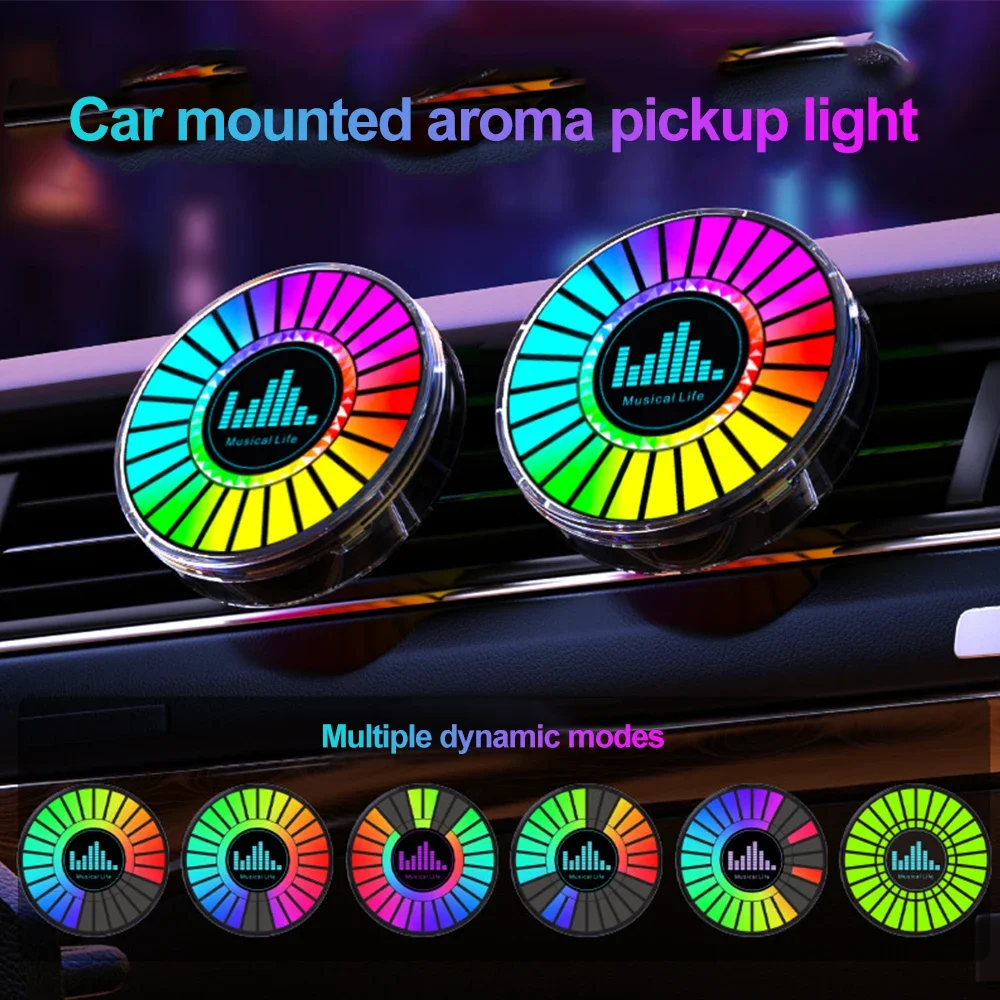 Music Rhythm Lights Air Freshener for Car 26 Colorfor Led Car Atmosphere Sound Control Voice Rhythm Ambient Pickup Lamp