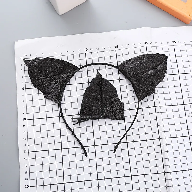 عصابة رأس سوداء على شكل أذن الخفافيش للأولاد والبنات لحفلات الهالوين، أغطية رأس لطيفة لمهرجان الأشباح