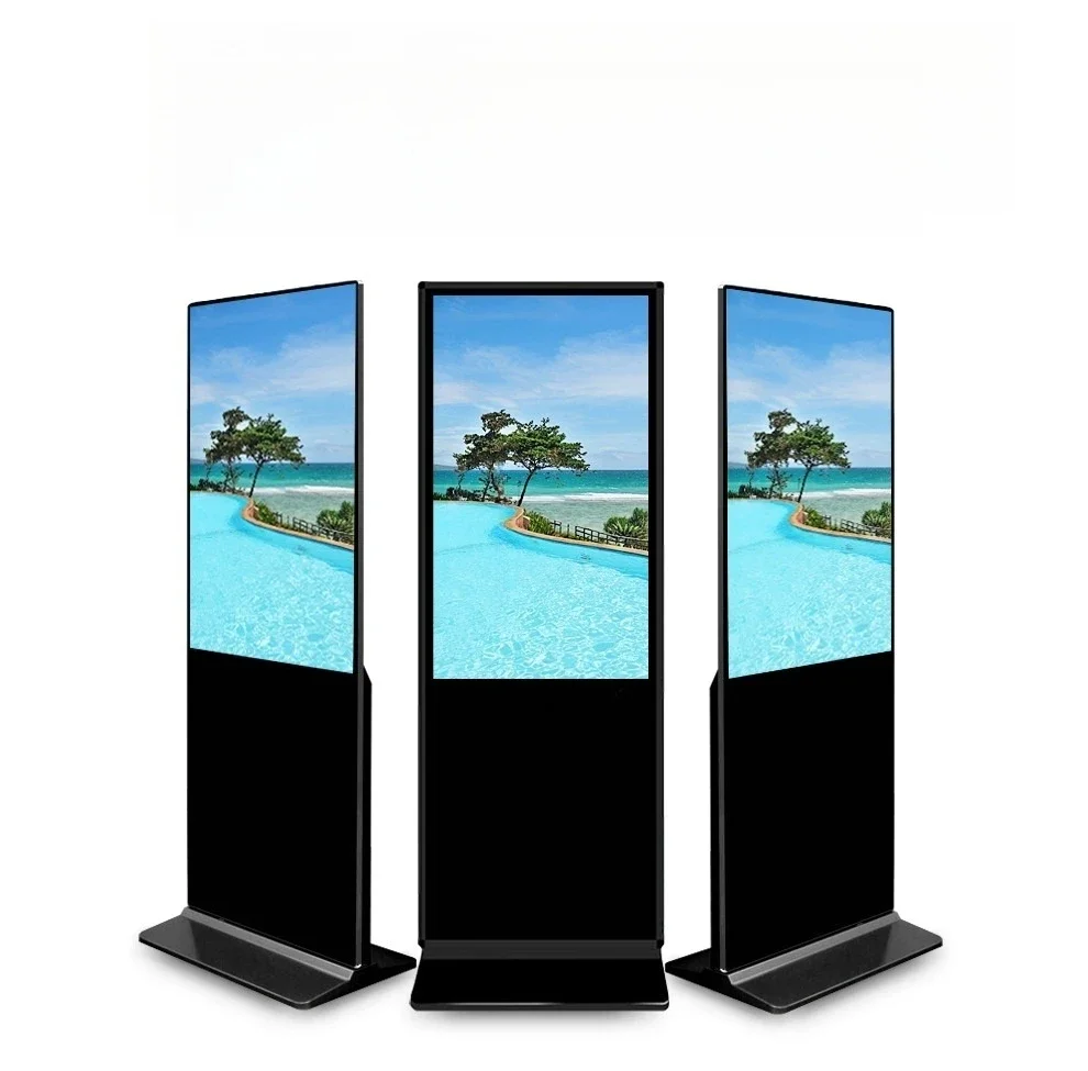 Android network stand vertical tv 43 inch ultra thin free standing lcd advertising player touch screen digital display