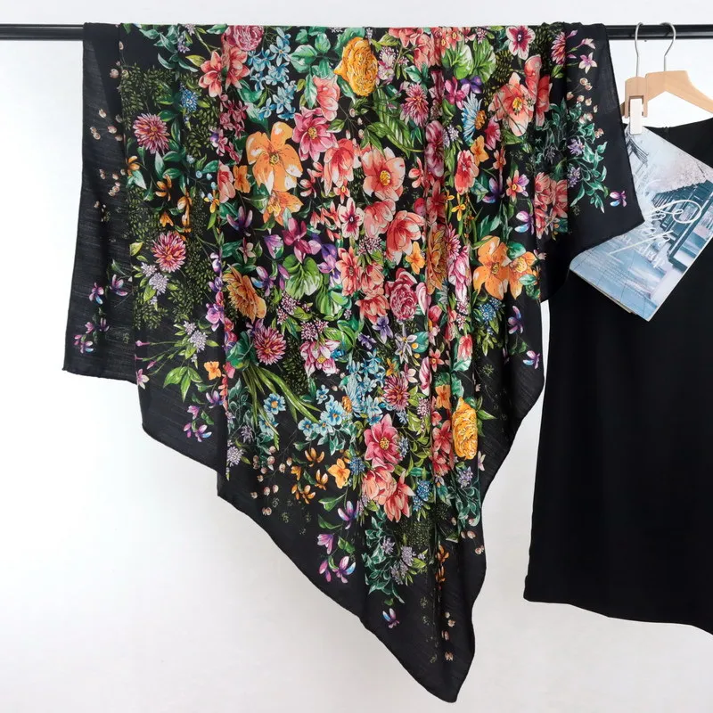 

Winter Large Shawls Scarf Hand-rolled Edge Scarves Square Bandanas Silk Wool Shawls Lover Christmas Gift