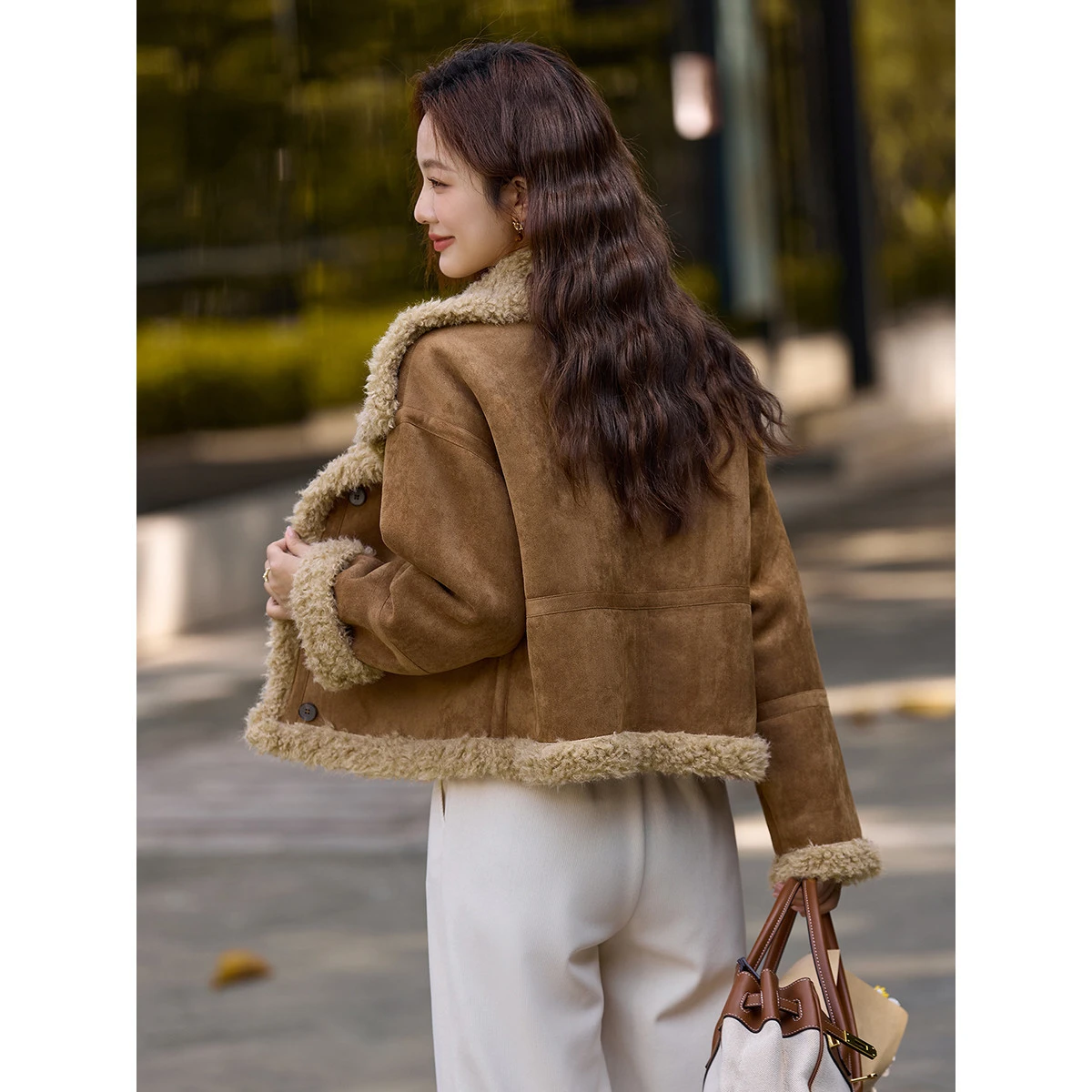 VIMLY chaqueta Vintage de piel sintética para mujer, abrigos femeninos de un solo pecho con forro polar y cuello de solapa, prendas de vestir exteriores de cuero cálidas 30555