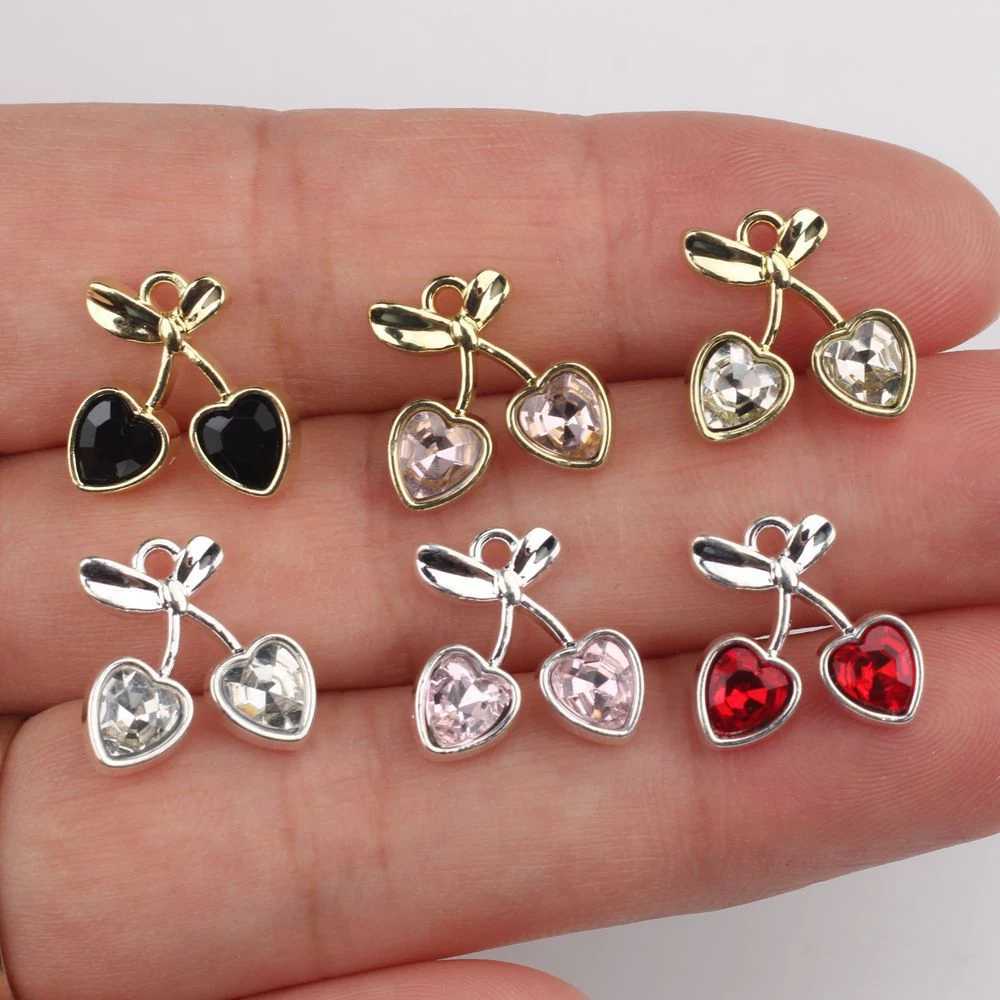 10pcs Elegant Fashion Cherry Shape Charms Pendant Earring Necklace Jewelry Making Accessories DIY Handmade Craft Ornaments Gifts