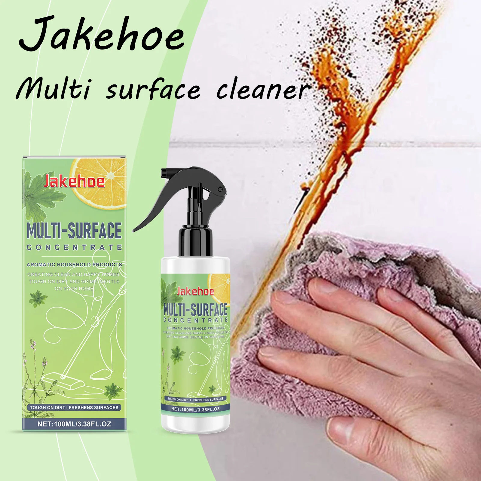 

Jakehoe Многоочиститель для поверхностей Ежедневное удаление остатков воды Эффективное удаление пятен и пятен Полировка Многоцелевой очиститель-спрей