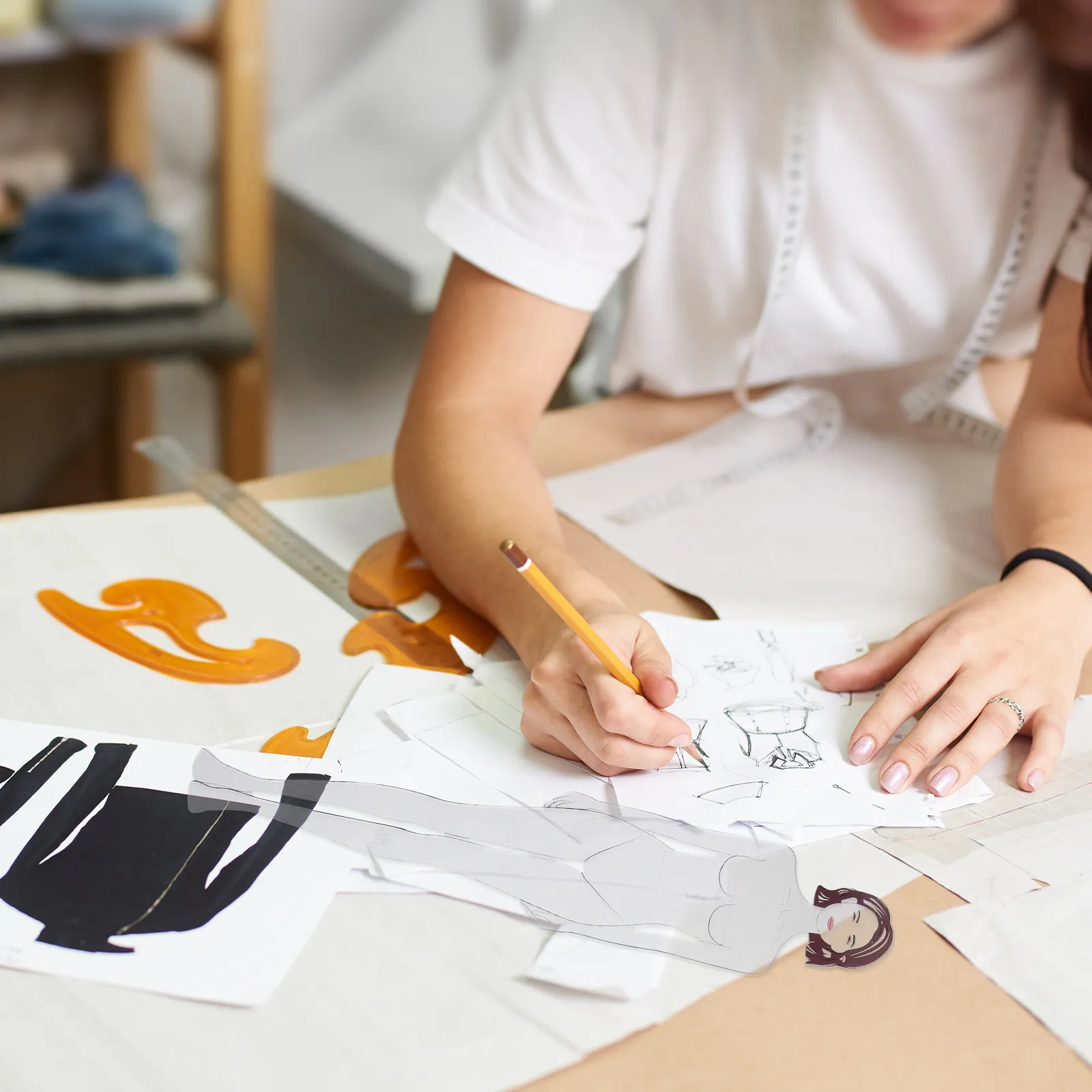 

Набор из 4 пластиковых линеек для рисования женских модных фигур, шаблонов и выкроек, профессиональные инструменты для шитья