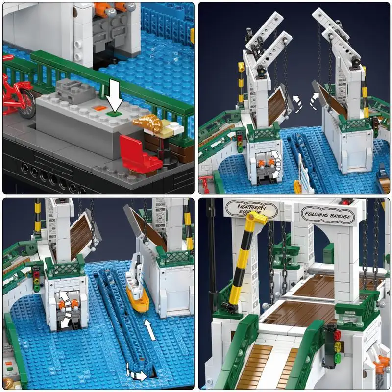 Mold King 16068 Nordic Town Vouwbrug 2066 stks Bouwsteen Creatieve Baksteen Set Montage Educatief Speelgoed Kerstcadeau