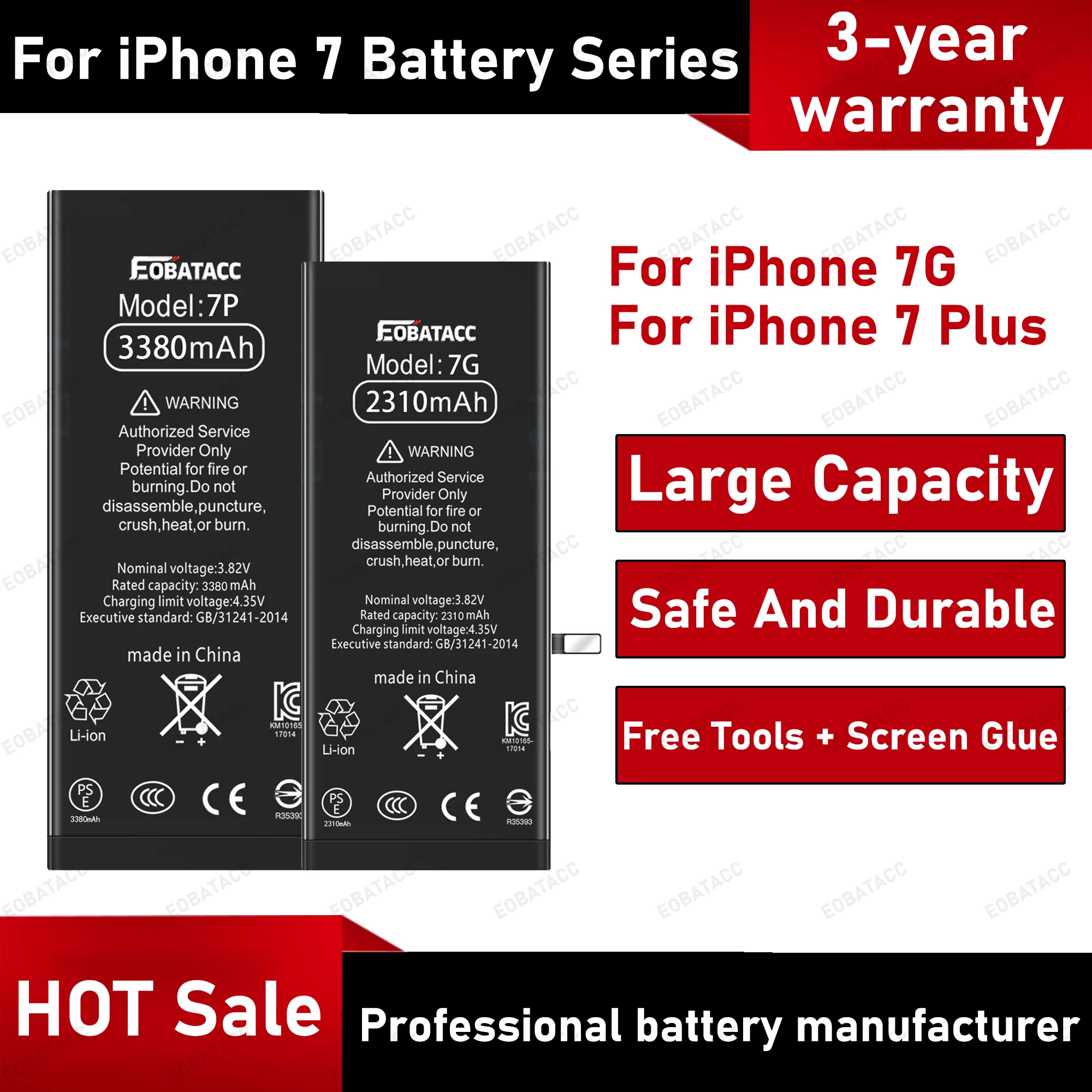 

Новинка 2023 года, серия аккумуляторов 7 для Apple iPhone 7G/7PLUS, аккумуляторы большой емкости для телефонов