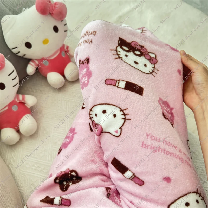 Sanurgente-Pantalon Hello Kitty pour femme, pyjama de dessin animé mignon, velours élastique doux, FJM confortable, pantalon pour la maison, cadeaux