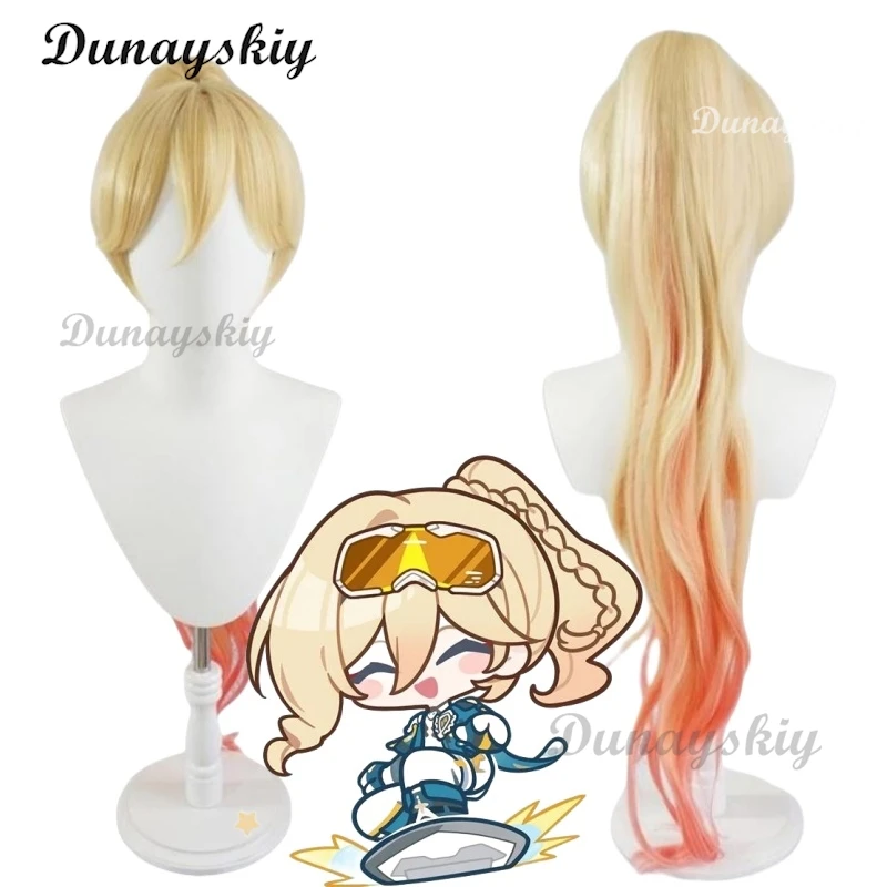 Peluca cosplay Bianka Ataegina de Anime Honkai Impact 3. ° degradado de doble Color con cola de caballo de Chip de 90cm de largo personalizada