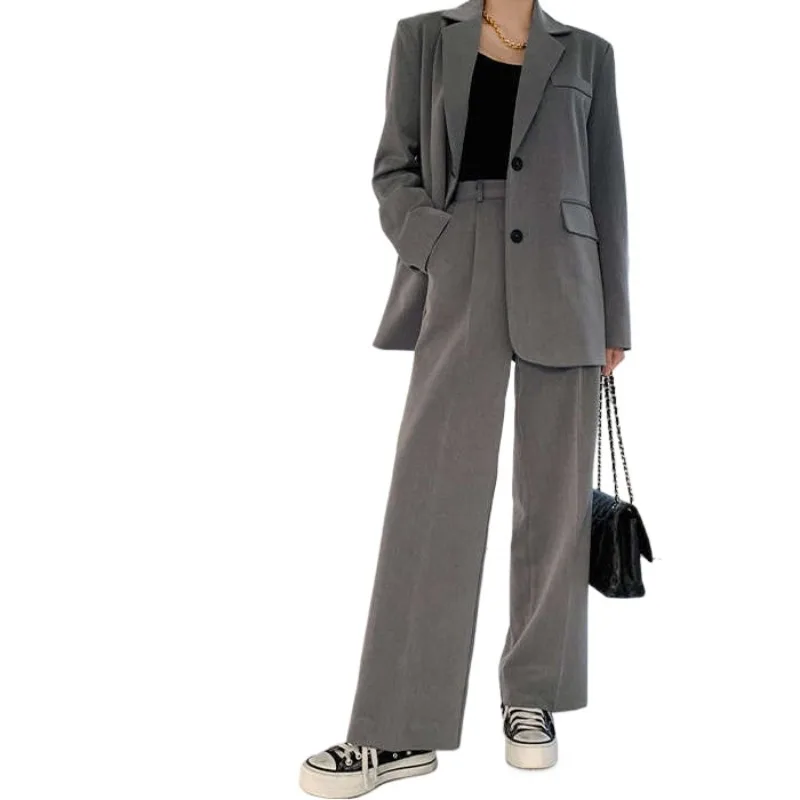 

Suit Fashion Suit Female Korean Version Loose High Waist Hanging Loose Trousers Suit Two-piece Set