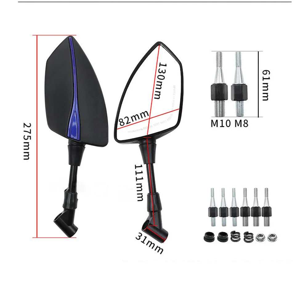 For Yamaha YBR125 YBR150 YBR250 YBR 125 150 250 8/10mm Motorcycle Universal Adjustabale Rearview Rear View Mirrors Side Mirror