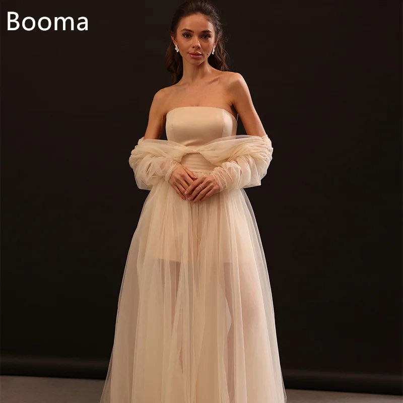 

Booma Classic Off The Shoulder A-Line Pleat Tulle Wedding Dresses Long Simple Satin Elegant Brides Gown Custom Made 2025