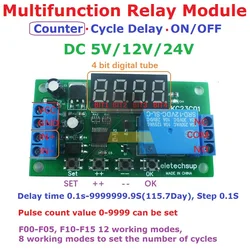 DC 5V 12V 24V 1-drożny wielofunkcyjny licznik impulsów tablica przekaźnikowa 0-9999 licznik NPN/PNP izolacja transoptora cykliczny przekaźnik impulsowy