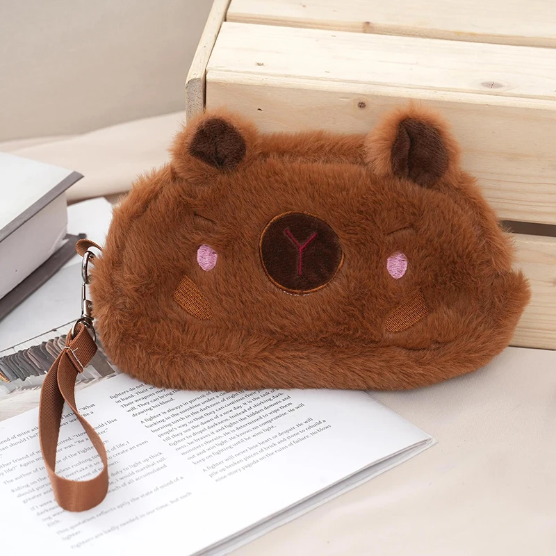 Плюшевый пенал капибара, большая емкость, органайзер для канцелярских принадлежностей Капибара, сумка для ручек, портативная косметичка, сумка для хранения различных вещей