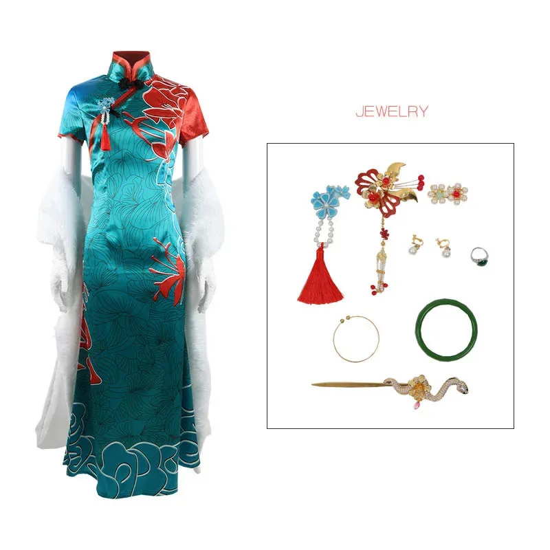 Game Identity V The Geisha Michiko Cosplay Costume Anime Hunter Lady Thirteen Dresses Chi pao  For Women Halloween Party