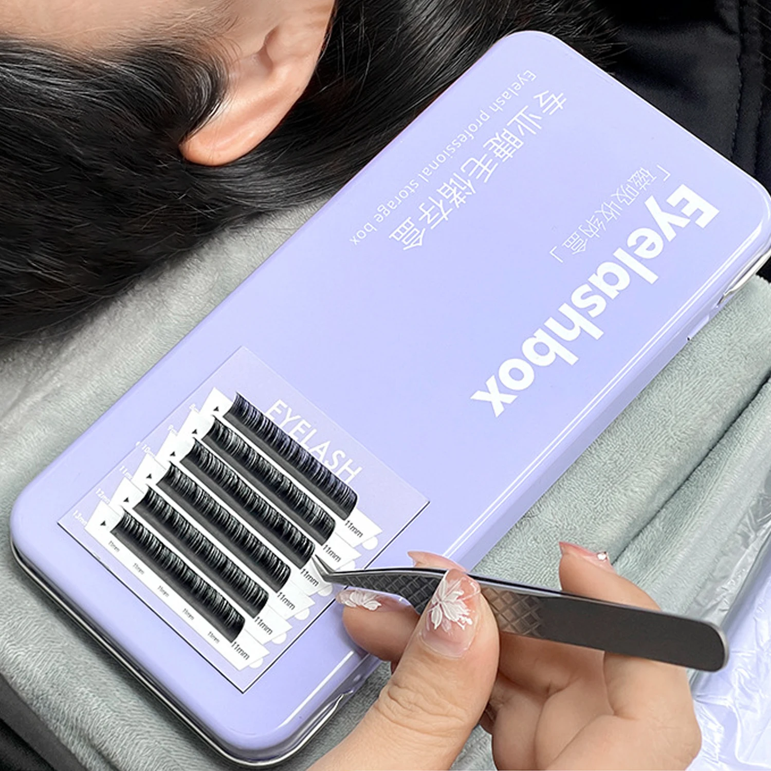 Women Magnetic Storage Box for Eyelash Iron Storage Box and Suspended Magnetic Sheet Set False Eyelashes Extension Storage Tools