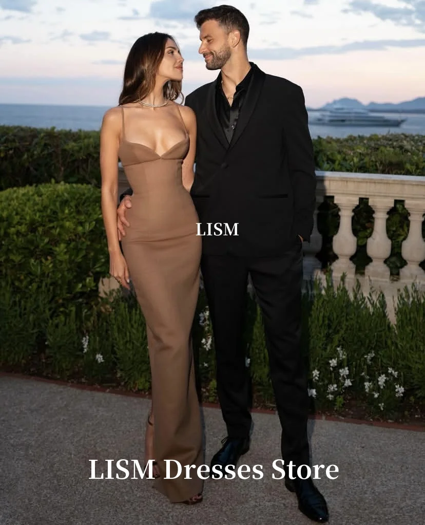 LISM Sweetheart Brown Mermaid Evening Dresses Sexy Soft Satin Long Elegant Prom Dresses  فساتين المساء Customized