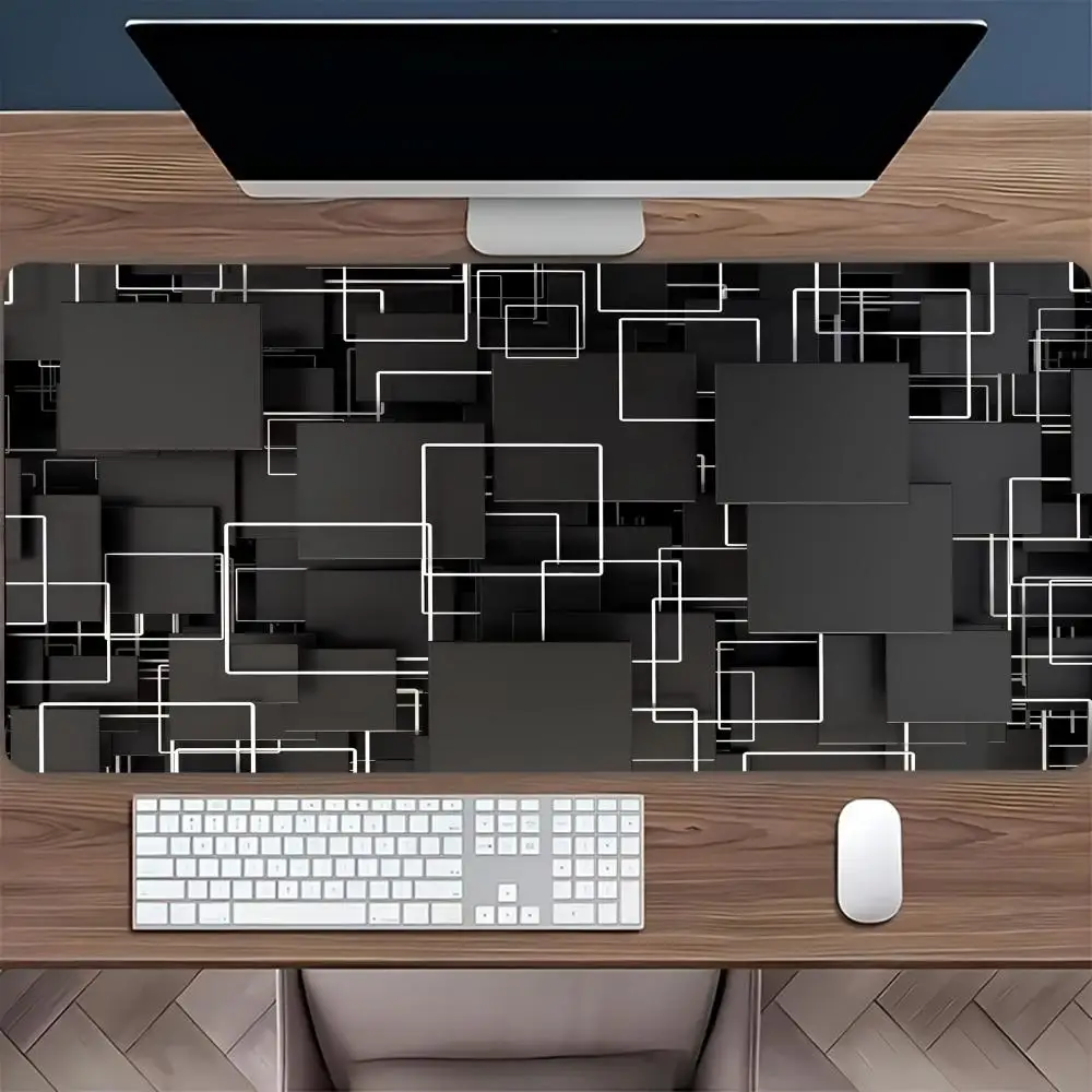 Tapete de mouse grande para jogos XXL, mouse pad com tema de design de layout abstrato, tapete de mesa de borracha para laptop, adequado para escritório e uso doméstico