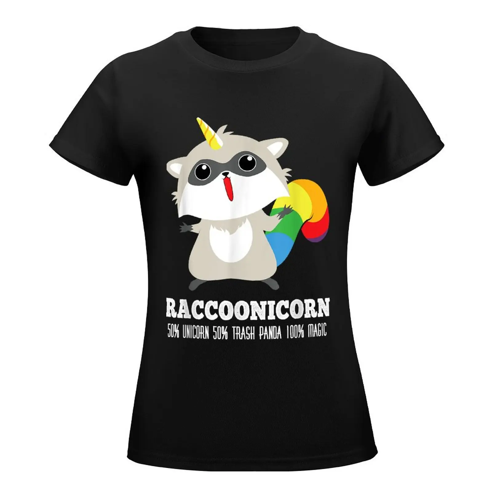 colorful raccoon T-Shirt Short sleeve tee sweat customizeds t-shirts for Women cotton