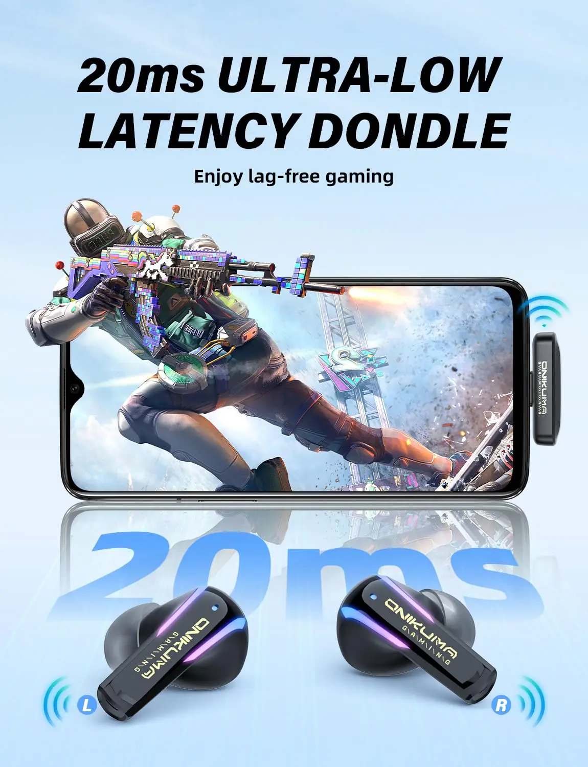 ONIKUMA 2025 سماعات ألعاب RGB رائعة مزدوجة الوضع T27 جديدة مع جودة صوت مكالمات عالية الوضوح وكمون منخفض للألعاب #2