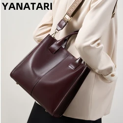 YANATARI Female Genuine leather handbags women shoulder crossbody bag vintage high-capacity tote bag minimalist luxury bag