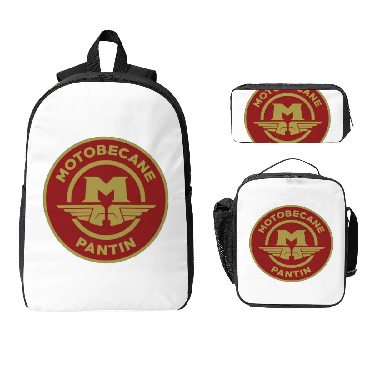 

Motobecane Backpack Student Boys Girls BookBag School Bag Computer Shoulder Bags 3ps Insulated Lunch Bag Pencil Case