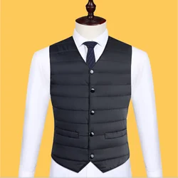 Sonbahar kış aşağı pamuk erkekler ceket yelek moda düğme hırka kalınlaşmak sıcak katı v yaka rahat yönlü kolsuz ceketler
