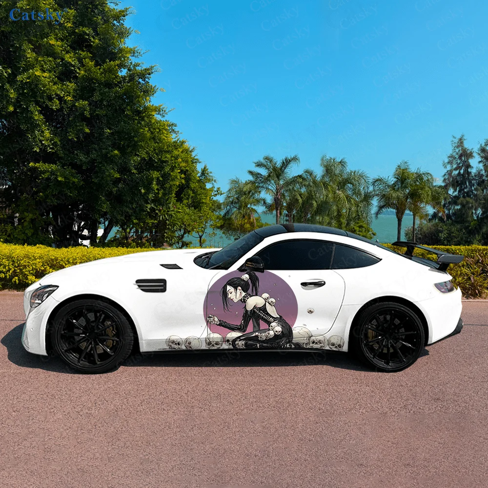 

Long Hair Girl Skulls Car Side Sticker Decoration, PVC Waterproof Scratch Resistant Decal, Car Protection, Auto Accessories Gift