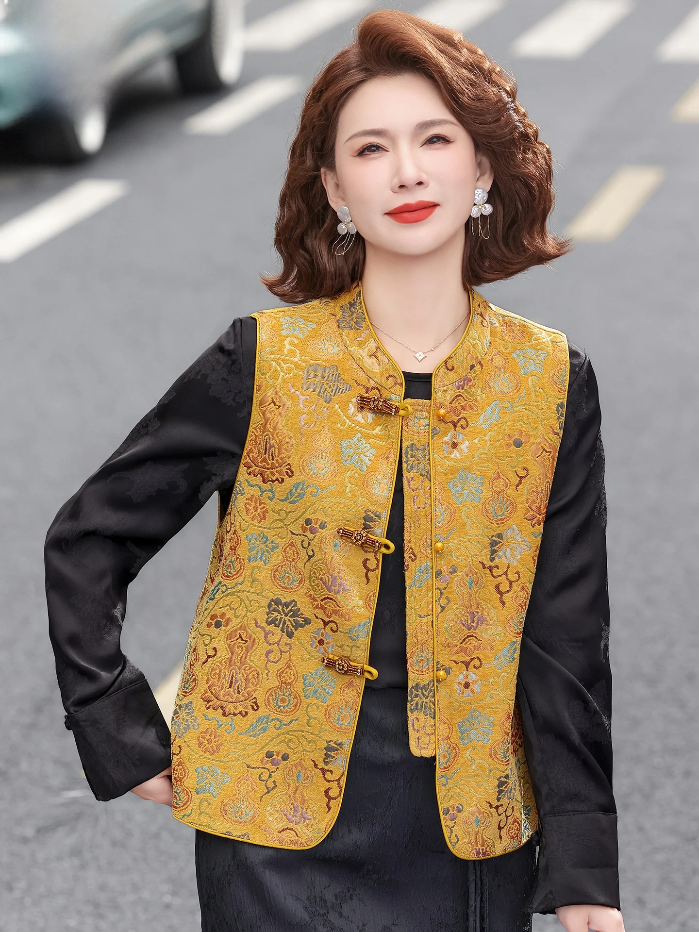 

Rn New Chinese Sle Svel round Ne Open Cardigan for Middle Aged And ly Women Spring Outerwear Jaet