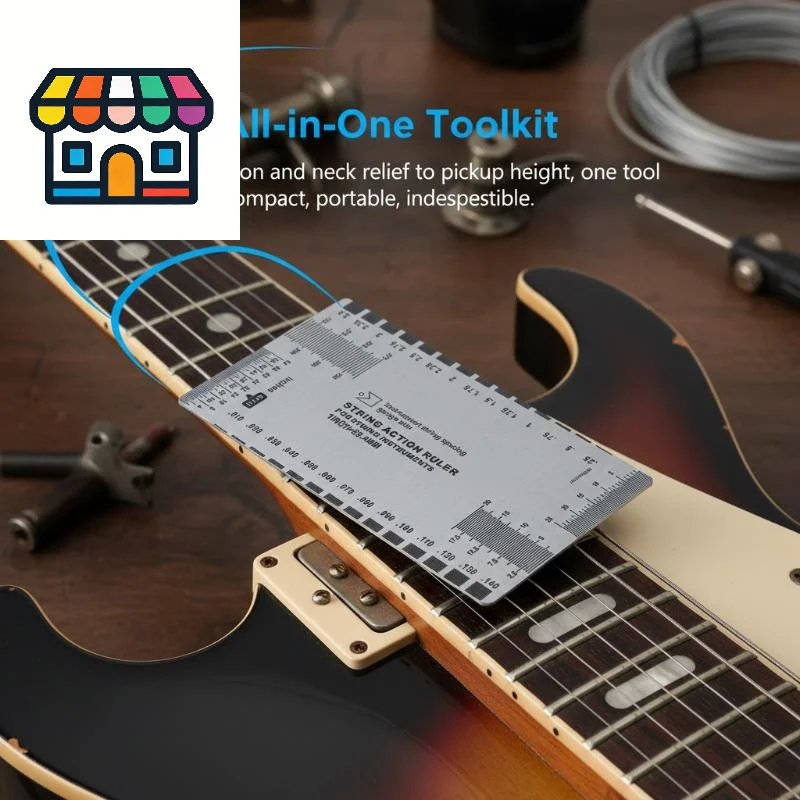 Stainless Steel String Action Gauge - Guitar Bass Ukulele Instrument Repair Tool for Luthiers, String Height Ruler