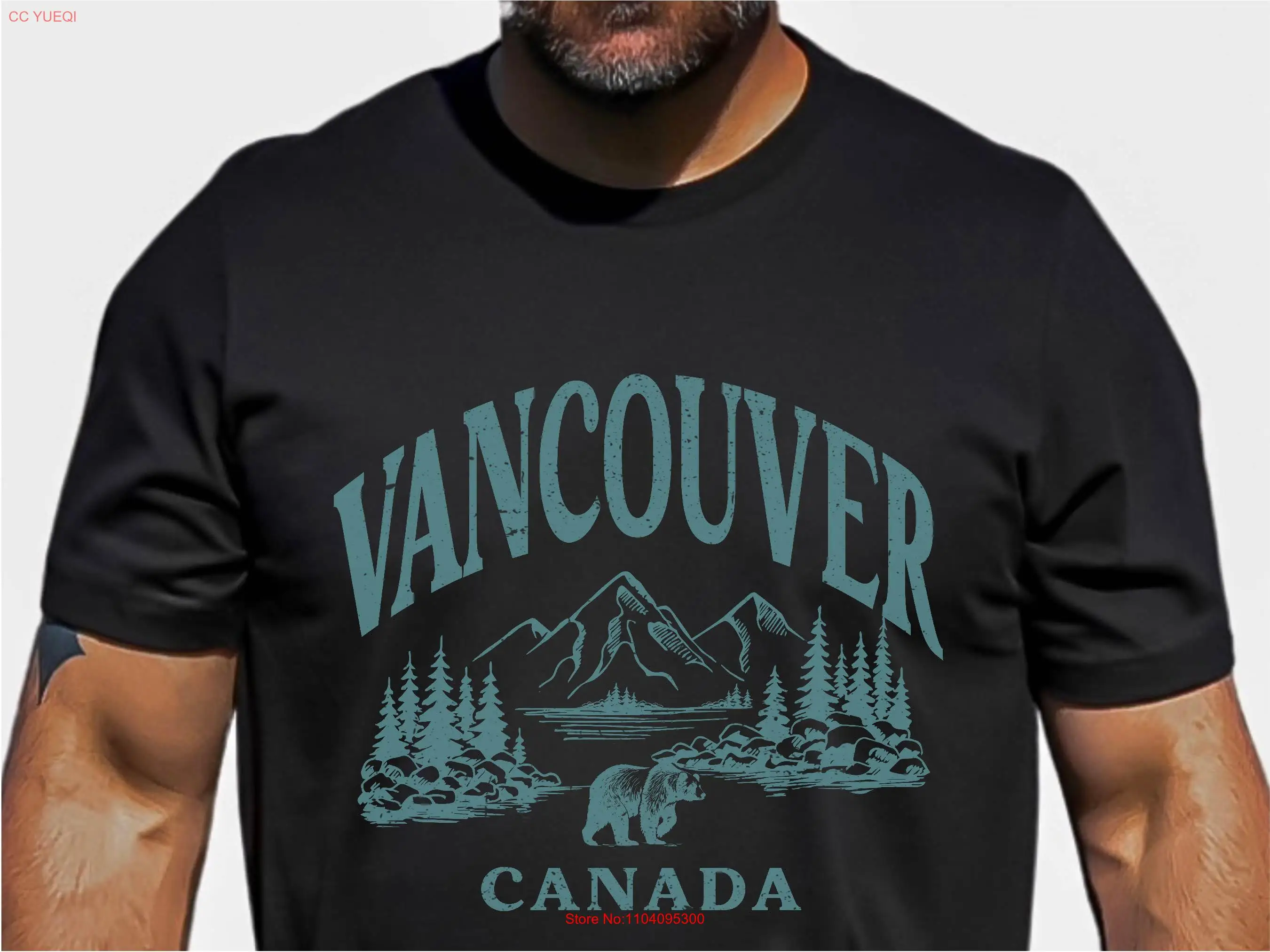 Vintage Vancouver T Shirt Teal Mountains Canada Canadian Sailing Boating Nature Outdoors long or short sleeves