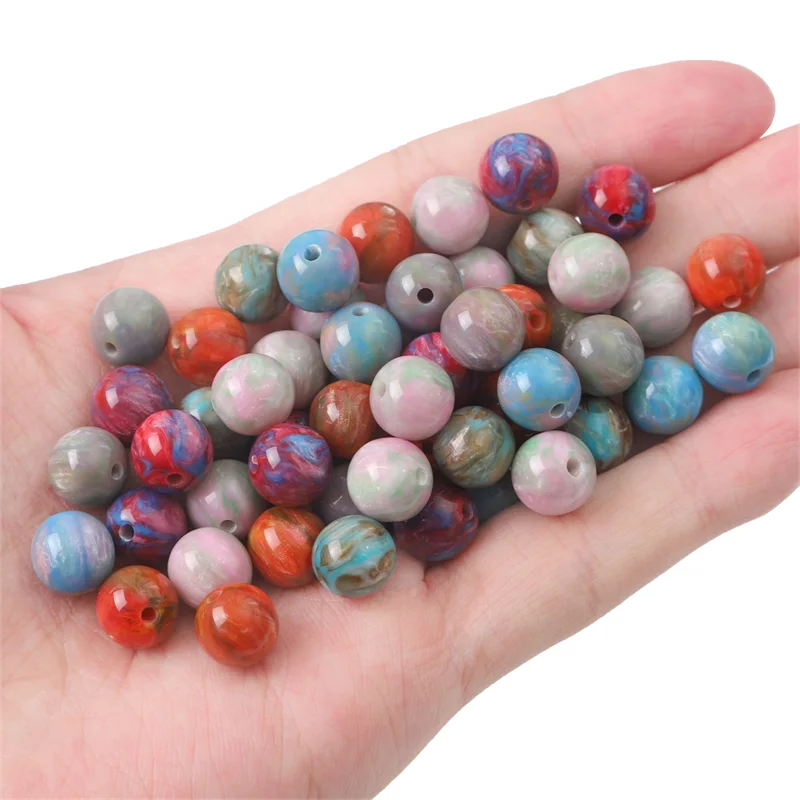10pcs Colorful Resin Beads Starry Sky Round Bead For DIY Jewelry Necklace Bracelet Earring Handmade Making Accessories Gift 10mm