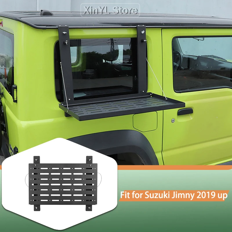 Car Rear Window Aluminium  Glass Protective Armour Foldable Storage Rack  for Suzuki Jimny 2019 Up Car Exterior Accessories Blac